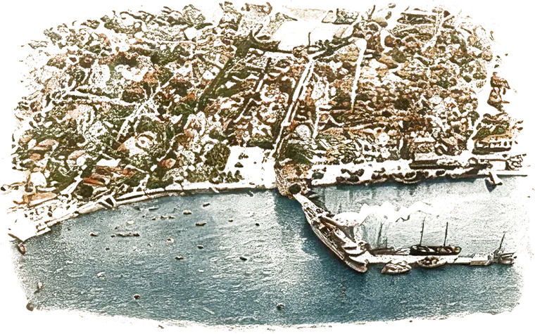 Bandırma limanı ve şehir, eski gravür